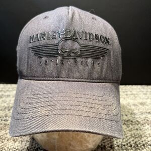 Harley-Davidson Silicone Skull Stretch Baseball Cap S/M Charcoal (99428-18VM)